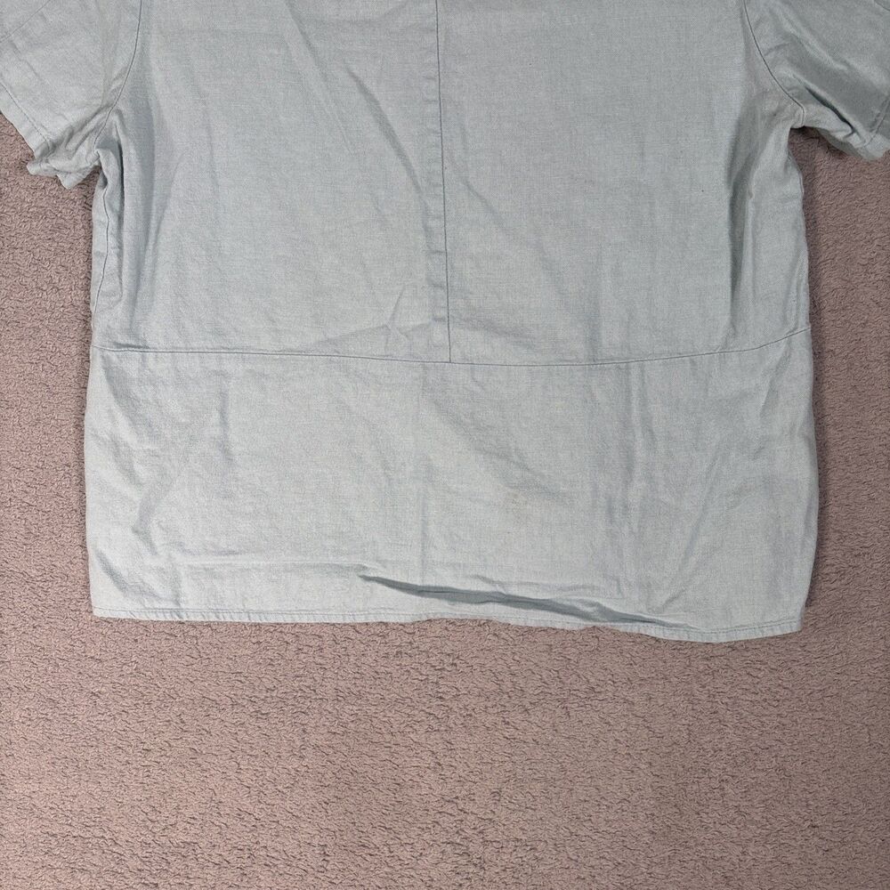 Baletti‎ Vitorino Top Women’s Size M Leaf Applique Slit Hem Powder Blue Bohemian - Picture 11 of 13